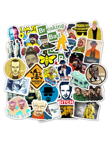 Pack de 50 Stickers Breaking Bad - Vinilo Impermeable y Reutilizable