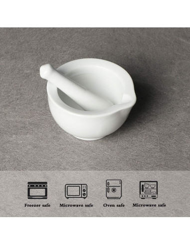 Mortero y Maja de Porcelana LEETOYI 8.4 cm Blanco