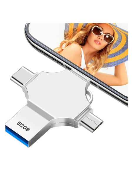 Memoria USB AOIRHLA 512GB 4 en 1 Alta Velocidad USB 3.0 Memoria USB AOIRHLA 512GB 4 en 1 Alta Velocidad USB 3.0