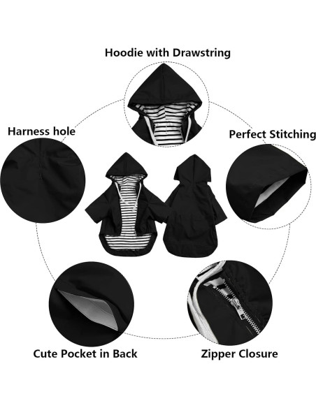 Impermeable para perros Morezi negro XS - Chaqueta de lluvia Impermeable para perros Morezi negro XS - Chaqueta de lluvia
