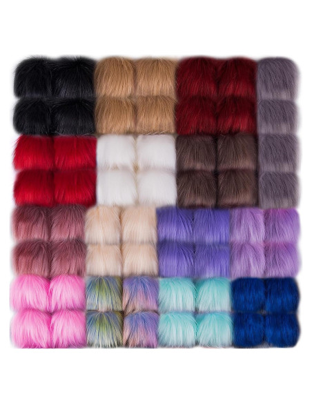 60 Piezas Pom Pom de Piel Sintética SIQUK 10 cm 15 Colores 60 Piezas Pom Pom de Piel Sintética SIQUK 10 cm 15 Colores