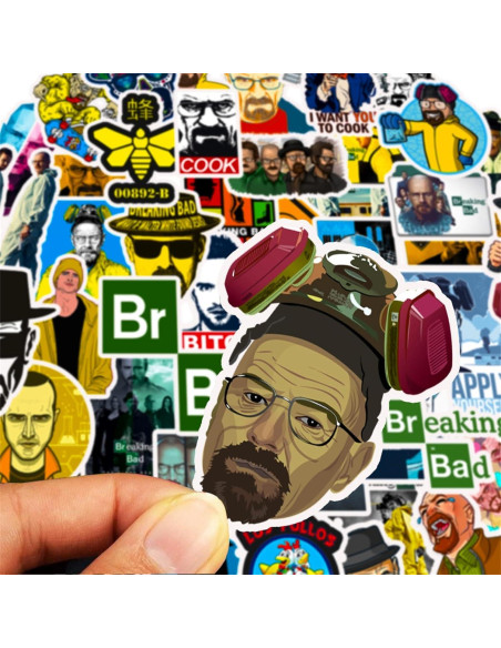Pack de 50 Stickers Breaking Bad - Vinilo Impermeable y Reutilizable Pack de 50 Stickers Breaking Bad - Vinilo Impermeable y Reutilizable