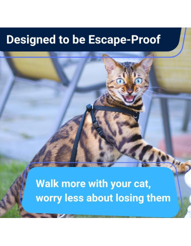 Arnés Houdini Escape Proof para Gato Mediano OutdoorBengal - Negro