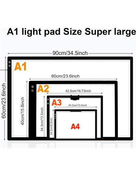 Caja de Luz LED Recargable KOBAIBAN A1 90x60 cm para Dibujo Caja de Luz LED Recargable KOBAIBAN A1 90x60 cm para Dibujo