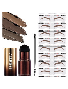 Kit de Plantillas y Sello de Cejas ALLROSE - 20PCS Marrón Claro