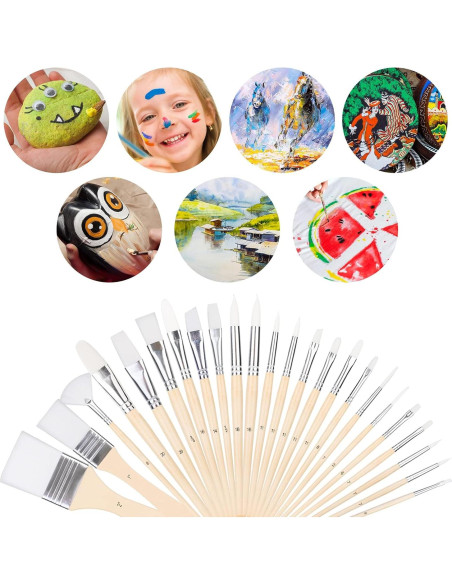 Pinceles de Pintura Amazon Basics 24 Piezas Multiusos Pinceles de Pintura Amazon Basics 24 Piezas Multiusos