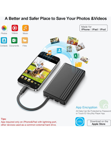 Disco Duro Externo ySky 2TB para iPhone, iPad y PC