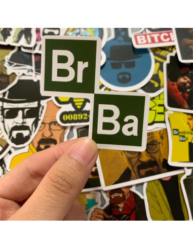 Pack de 50 Stickers Breaking Bad - Vinilo Impermeable y Reutilizable