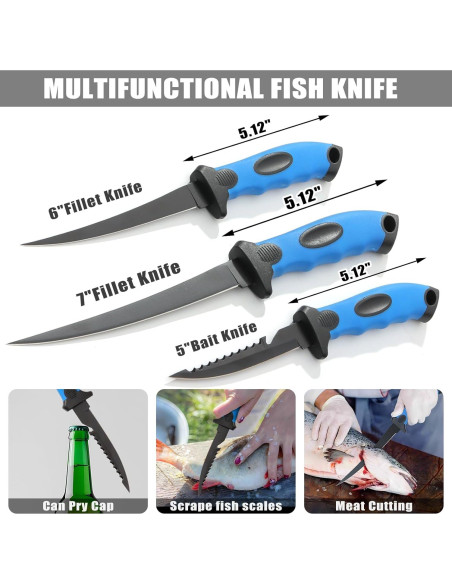 Juego de 10 Cuchillos para Filetear GPUSFAK - Acero Inoxidable Juego de 10 Cuchillos para Filetear GPUSFAK - Acero Inoxidable