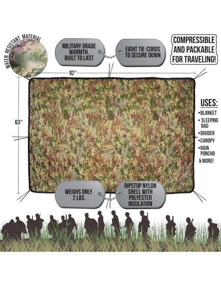 Manta Woobie Militar Medallas de América 234x160 cm Camuflaje OCP Manta Woobie Militar Medallas de América 234x160 cm Camuflaje OCP