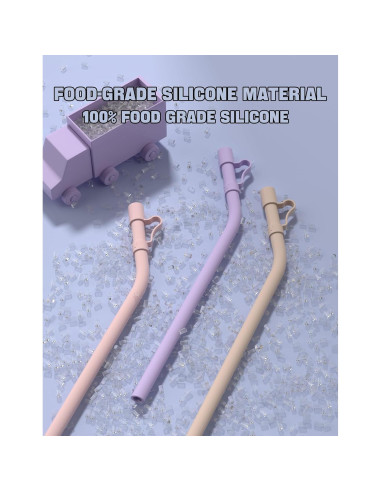 Pajillas de Silicona Reutilizables Doboli 10 Pulgadas 6 Unidades