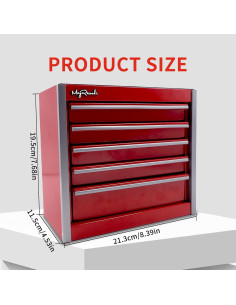 Caja de herramientas metálica mini MayRecords 5 cajones roja 2