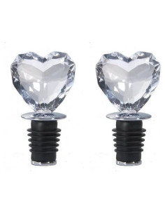 Tapón de Botella Prodyne Corazón Acrílico Transparente x2