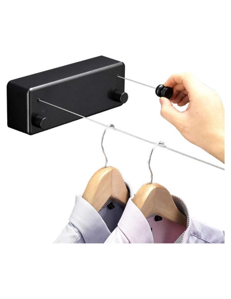 Línea de Ropa Retráctil Bakala 4.2m Ajustable Negro Línea de Ropa Retráctil Bakala 4.2m Ajustable Negro
