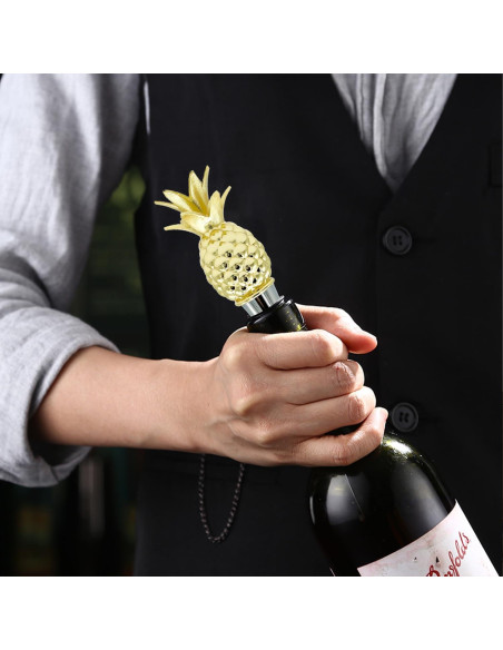 Tapón para Vino OBALY Piña Dorada de Zinc Reutilizable Tapón para Vino OBALY Piña Dorada de Zinc Reutilizable