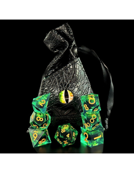 Juego de Dados de Resina HAOMEJA DND 7 PCS Ojo Verde Juego de Dados de Resina HAOMEJA DND 7 PCS Ojo Verde