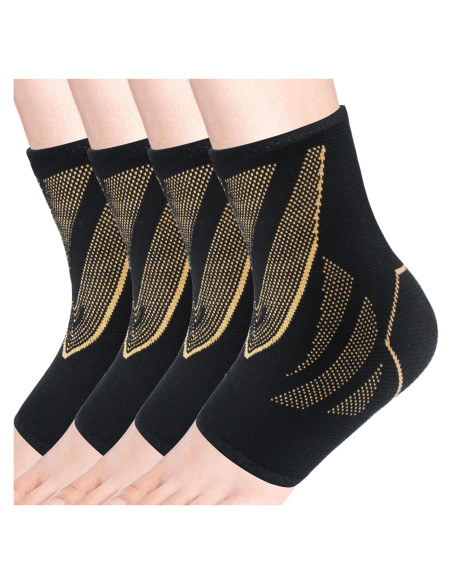 Fajas de Compresión para Tobillo CYCLXY - 2 Pares, Negro/Cobre Fajas de Compresión para Tobillo CYCLXY - 2 Pares, Negro/Cobre