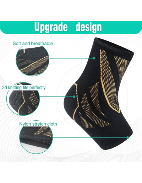 Fajas de Compresión para Tobillo CYCLXY - 2 Pares, Negro/Cobre Fajas de Compresión para Tobillo CYCLXY - 2 Pares, Negro/Cobre