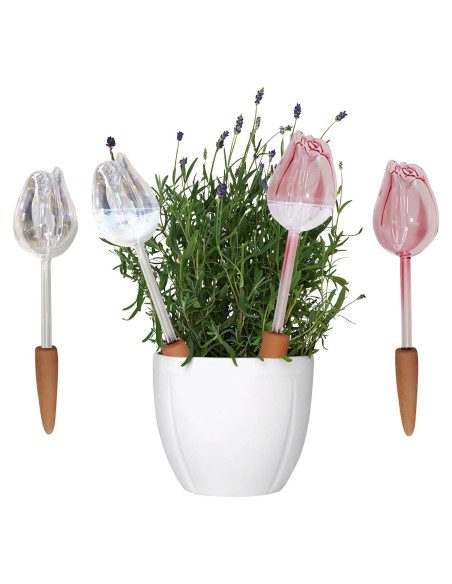 4 Esferas de Vidrio Autorriego XYElite para Plantas - Rosa 4 Esferas de Vidrio Autorriego XYElite para Plantas - Rosa