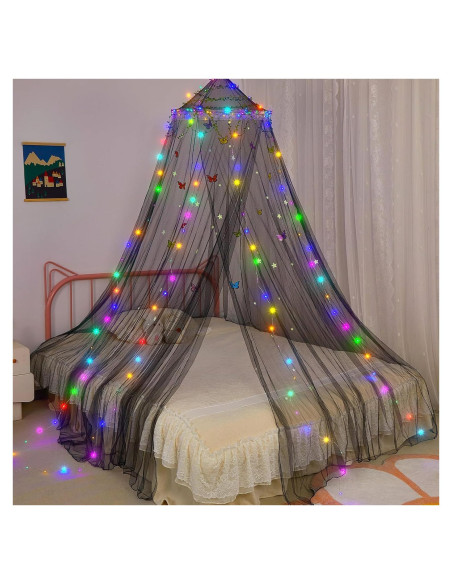Dosel de Cama para Niñas FIOBEE con Luces LED y Mosquitera Dosel de Cama para Niñas FIOBEE con Luces LED y Mosquitera