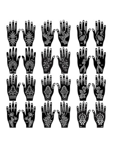 Kit de Plantillas de Tatuaje de Henna RoseNacht - 24 Hojas Temporales