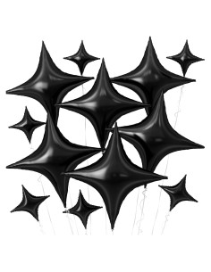 Globos Estrella Negros 12 Piezas 66 cm y 25 cm Adorely
