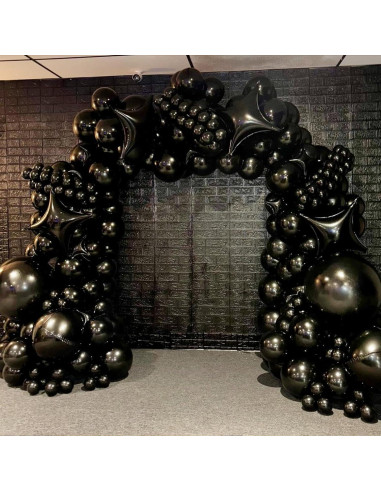 Globos Estrella Negros 12 Piezas 66 cm y 25 cm Adorely