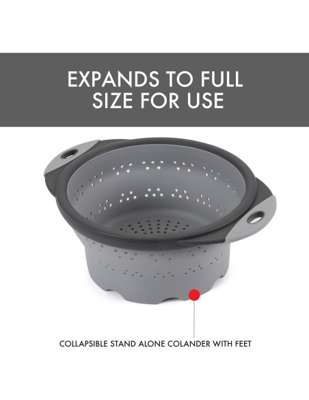Colador Plegable de Silicona Dexas 20 cm 1.7 L Gris Frío Colador Plegable de Silicona Dexas 20 cm 1.7 L Gris Frío