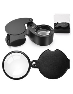 Lupa de bolsillo Amoper 6X y 40X con luz LED - 2 piezas