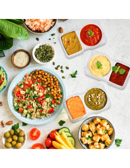 50 Contenedores de Condimentos Doble Compartimento Palksky 50 Contenedores de Condimentos Doble Compartimento Palksky