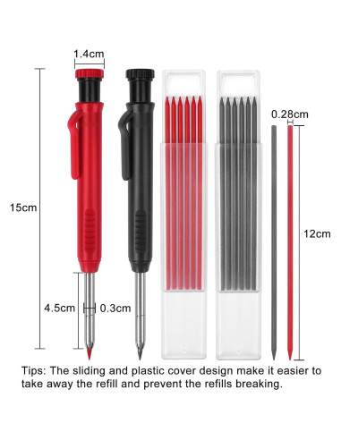 Paquete de 2 Lápices Mecánicos MECHEER con 12 Recargas