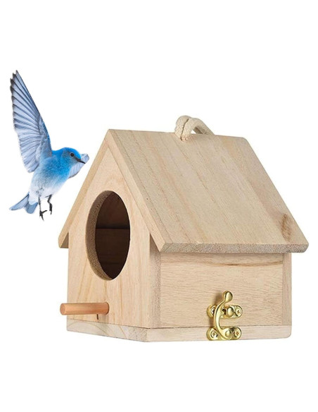 Casa de pájaros de madera Tfwadmx 11.4x11.4x14.2 cm Casa de pájaros de madera Tfwadmx 11.4x11.4x14.2 cm