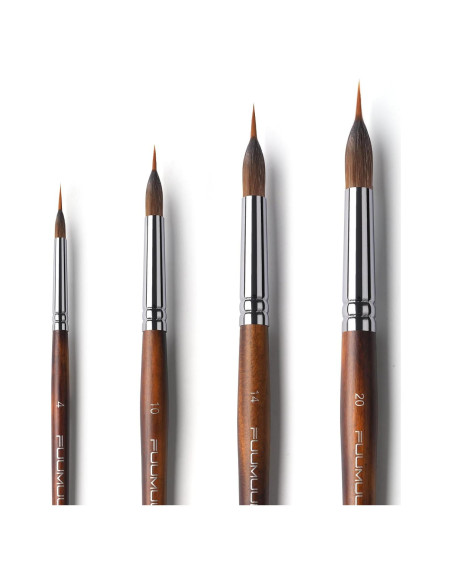 Pinceles de Acuarela Fuumuui 4 Pcs Punta de Aguja Sintética Pinceles de Acuarela Fuumuui 4 Pcs Punta de Aguja Sintética