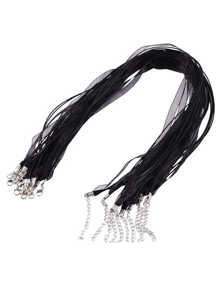 Cordón de Collar KONMAY Negro 46cm 50pcs con Cierres Cordón de Collar KONMAY Negro 46cm 50pcs con Cierres