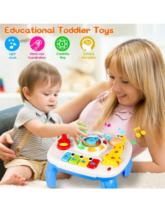 Mesa de Aprendizaje Musical HQXBNBY - Juguete Educativo 3 en 1 2