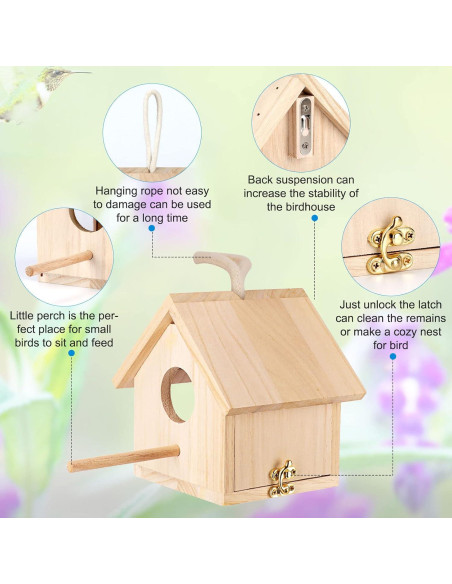 Casa de Aves de Madera GINDOOR para Exterior 14.5cm Casa de Aves de Madera GINDOOR para Exterior 14.5cm