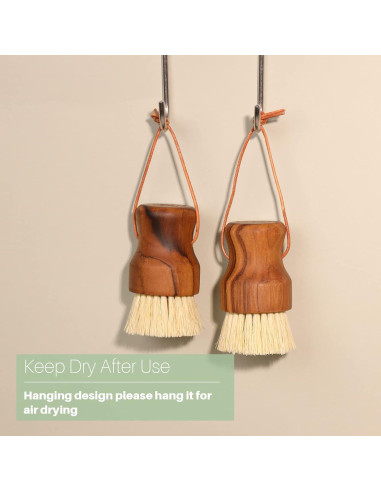 Set de 3 Cepillos de Fregado de Teca HTB con Cerdas de Sisal