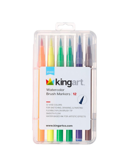 Marcadores de Pincel Acuarelables KINGART 410-12, 12 Colores Marcadores de Pincel Acuarelables KINGART 410-12, 12 Colores