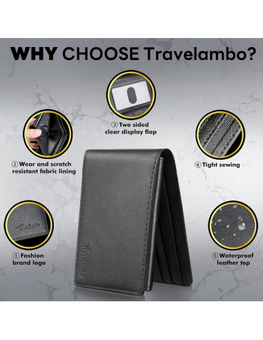 Billetera Minimalista Travelambo para Hombres con Bloqueo RFID