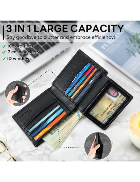 Billetera Minimalista Travelambo para Hombres con Bloqueo RFID Billetera Minimalista Travelambo para Hombres con Bloqueo RFID