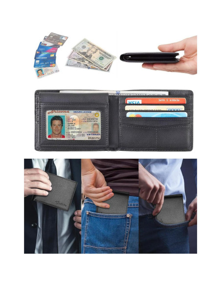 Billetera Minimalista Travelambo para Hombres con Bloqueo RFID Billetera Minimalista Travelambo para Hombres con Bloqueo RFID