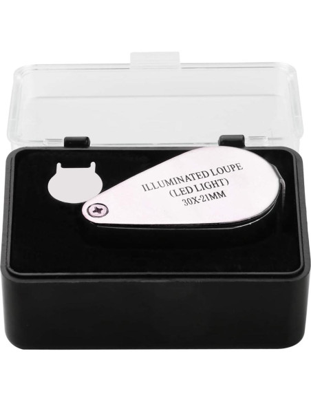 Lupa Beileshi 30x con LED, metálica y óptica, estuche Lupa Beileshi 30x con LED, metálica y óptica, estuche