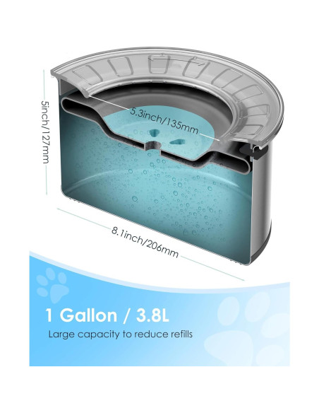 Tazón de Agua para Perros Heouvo 3.8L Antideslizante y Sin Derrames Tazón de Agua para Perros Heouvo 3.8L Antideslizante y Sin Derrames