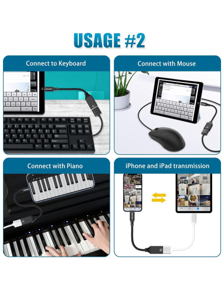 Adaptador Lightning a USB AGVEE 10.16 cm Negro OTG Adaptador Lightning a USB AGVEE 10.16 cm Negro OTG