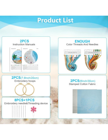 Kit de Bordado Oceánico ElasignShopo 2 Set para Principiantes
