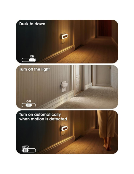 Luz Nocturna Enchufable Fulighture con Sensor de Movimiento 2 Pcs Luz Nocturna Enchufable Fulighture con Sensor de Movimiento 2 Pcs