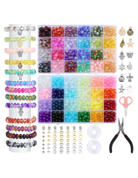 Kit de Bolas de Vidrio Craqueladas LAIDANLA 1400PCS 8mm DIY Kit de Bolas de Vidrio Craqueladas LAIDANLA 1400PCS 8mm DIY