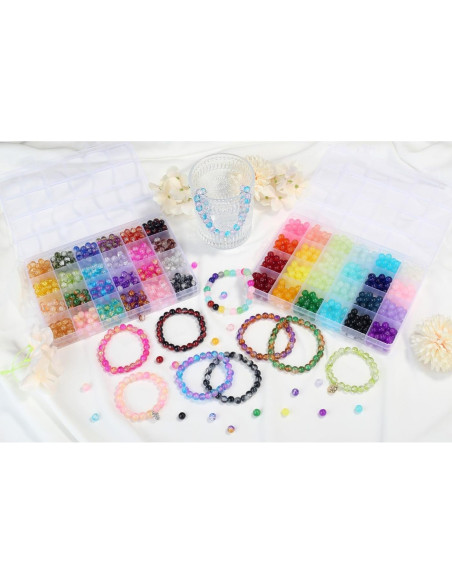 Kit de Bolas de Vidrio Craqueladas LAIDANLA 1400PCS 8mm DIY Kit de Bolas de Vidrio Craqueladas LAIDANLA 1400PCS 8mm DIY