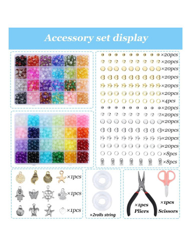 Kit de Bolas de Vidrio Craqueladas LAIDANLA 1400PCS 8mm DIY