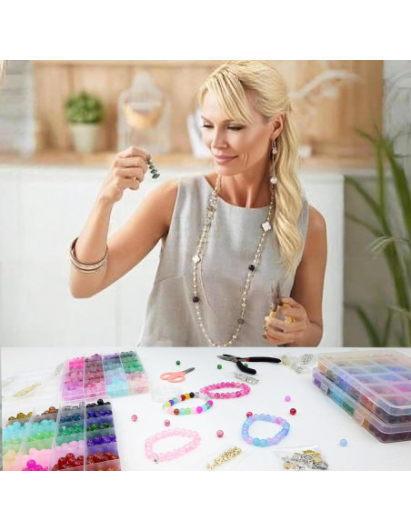 Kit de Bolas de Vidrio Craqueladas LAIDANLA 1400PCS 8mm DIY Kit de Bolas de Vidrio Craqueladas LAIDANLA 1400PCS 8mm DIY